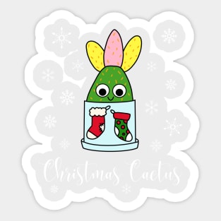 Christmas Cactus - Hybrid Cactus In Christmas Themed Pot Sticker